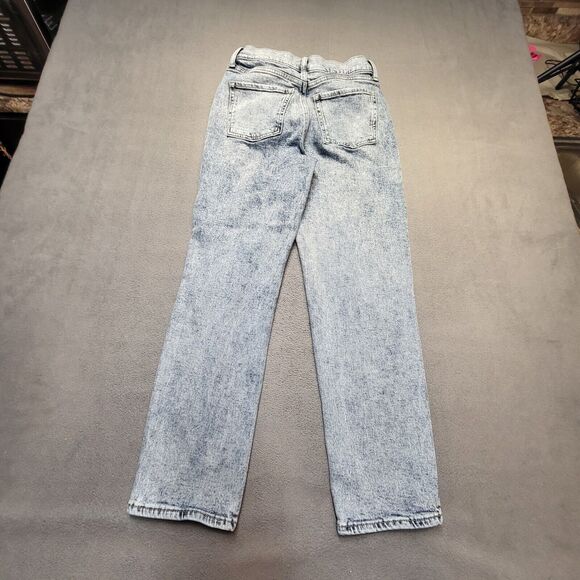 Old Navy Jeans Womens 4 Blue Sky Hi Straight Button Fly Distressed Denim Stretch - Picture 10 of 11